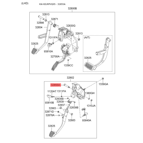 Болт педали 32881-2D100 Mobis - 328812D100 - схема с каталога 32855A, KEURPVQ05 328812D100