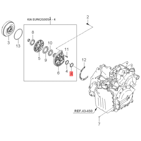 Шаровая опора 54541-2G000 Mobis - 545412G000 - схема с каталога 4, EURK2G005A 545412G000