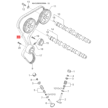 Підвіска, генератор задній 37360-2W200 Mobis - 373602W200 - схема з каталогу 11, EURK92099A 373602W200
