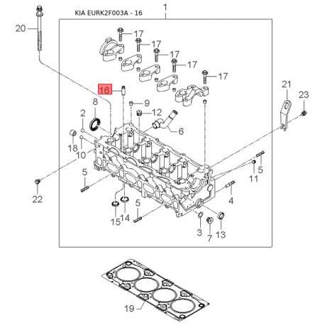 Рукав повітрозабірника, повітряний фільтр 28210-2F600 Mobis - 282102F600 - схема з каталогу 16, EURK2F003A 282102F600