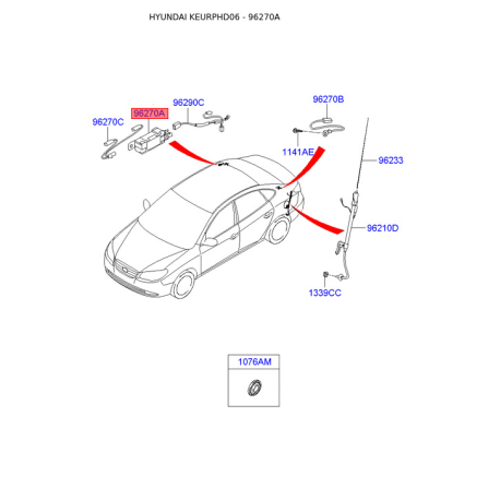 Антена 96270-2H001 Mobis - 962702H001 - схема з каталогу 96270A, KEURPHD06 962702H001