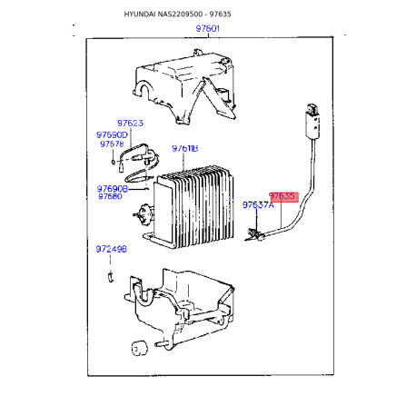 Термистор кондиционера 97608-22000 Mobis - 9760822000 - схема с каталога 97635, NAS2209500 9760822000