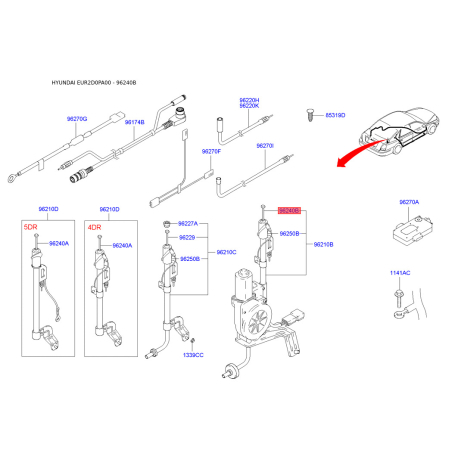Антенна 96253-2D500 Mobis - 962532D500 - схема с каталога 96240B, EUR2D0PA00 962532D500