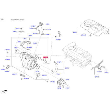 Прокладка впускного колектора 28411-2B000 Mobis - 284112B000 - схема з каталогу 28411B, KEURPIH15 284112B000