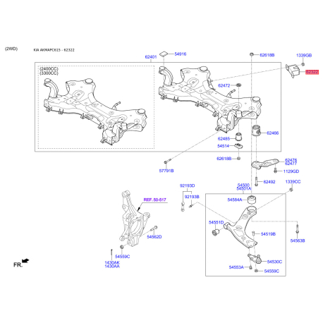 Подушка двигателя 62499-2W001 Mobis - 624992W001 - схема с каталога 62322, AKMAPC615 624992W001