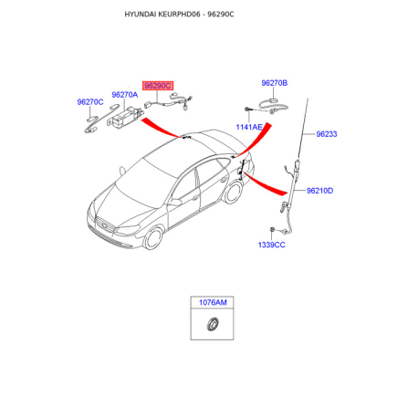 Антена 96290-2H000 Mobis - 962902H000 - схема з каталогу 96290C, KEURPHD06 962902H000