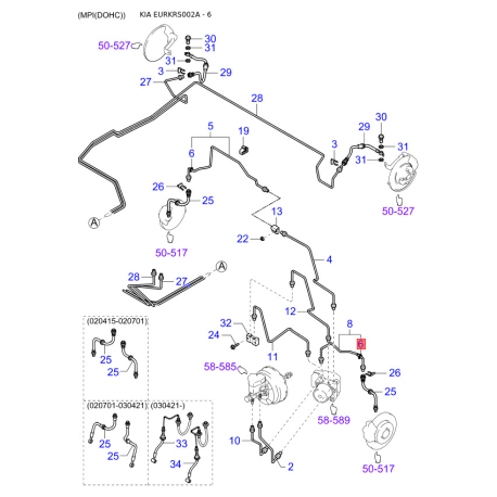 Зеркальный элемент наружного зеркала задний правый 0K2FD-69125 Mobis - 0K2FD69125 - схема с каталога 6, EURKRS002A 0K2FD69125