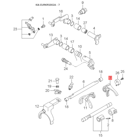 Шланг, теплообмінник - опалення 0K2FB-61211 Mobis - 0K2FB61211 - схема з каталогу 7, EURKRS002A 0K2FB61211