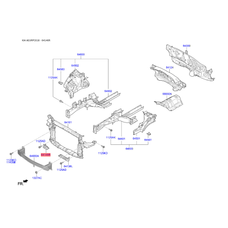 Кронштейн, облицовка радиатора правый нижний 64146-C5100 Mobis - 64146C5100 - схема с каталога 64146R, AEURPC618 64146C5100