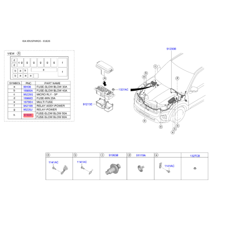 Запобіжники 18980-04826 Mobis - 1898004826 - схема з каталогу 91826, KRUSPHM20 1898004826