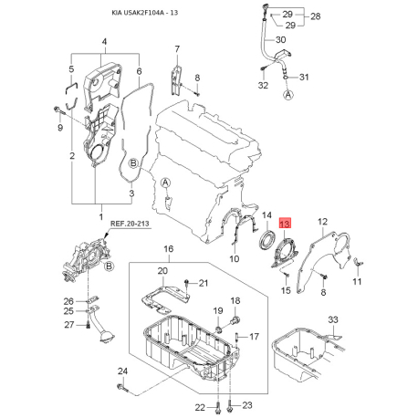 Ручка двери, внутреннее оснащение правая 83621-2F000NZ Mobis - 836212F000NZ - схема с каталога 13, USAK2F104A 836212F000NZ