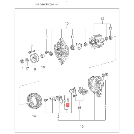 Пістон (кліпса) оббивки багажника KKY07-68401 Mobis - KKY0768401 - схема з каталогу 4, GEXKFAK00A KKY0768401