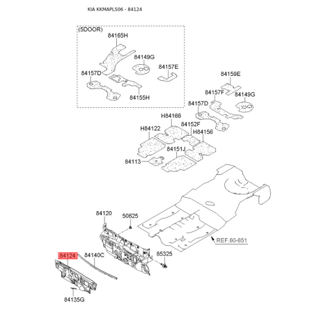 Щит моторный 84124-2F000 Mobis - 841242F000 - схема с каталога 84124, KKMAPLS06 841242F000
