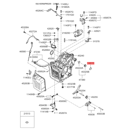 Ремкомплект циліндра зчеплення робочого 45208-39500 Mobis - 4520839500 - схема з каталогу 14615, KKMAPMG09 4520839500