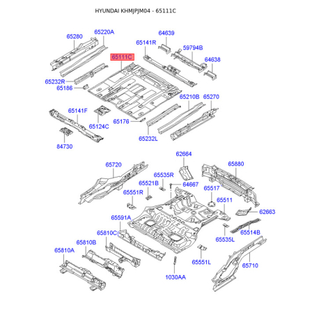 Днище кузова 65111-2E011 Mobis - 651112E011 - схема с каталога 65111C, KHMJPJM04 651112E011