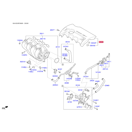 Крышка головки цилиндра 29240-27460 Mobis - 2924027460 - схема с каталога 29240, KEURPUN06 2924027460