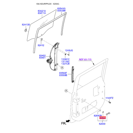 Ручка склопідйомника 82641-33002GW Mobis - 8264133002GW - схема з каталогу 82641, KEURPPU20 8264133002GW
