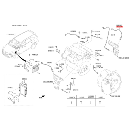 Датчик, давление во впускной трубе 39210-3CCA0 Mobis - 392103CCA0 - схема с каталога 39210A, AEURPC615 392103CCA0