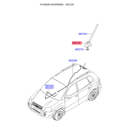 Антенна 96250-2E650 Mobis - 962502E650 - схема с каталога 96210F, KEURPJM04 962502E650