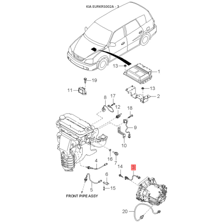 Блок кнопок стеклоподъёмника 0K2FB-66360 Mobis - 0K2FB66360 - схема с каталога 3, EURKRS002A 0K2FB66360