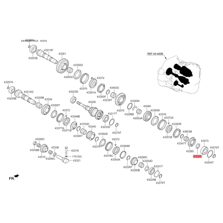Кільце (шайба) упорне КПП 43255-38000 Mobis - 4325538000 - схема з каталогу 43254, KEURPC518 4325538000
