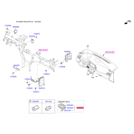 Брелок без ключа 95440-F2100 Mobis - 95440F2100 - схема с каталога 95440K, KRUSPF216 95440F2100