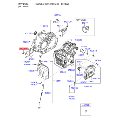 Болт КПП 45328-39100 Mobis - 4532839100 - схема с каталога 1123LW, AHMAPCMA06 4532839100