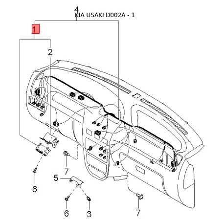 Блок кнопок склопідйомника 93570-FD200XO Mobis - 93570FD200XO - схема з каталогу 1, USAKFD002A 93570FD200XO