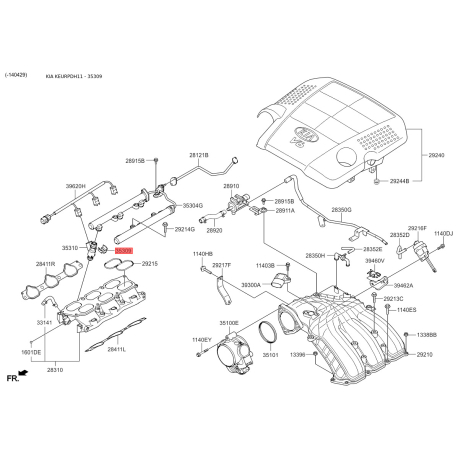 Пистон (клипса, защелка) крепления топливной трубки 35309-3C000 Mobis - 353093C000 - схема с каталога 35309, KEURPDH11 353093C000