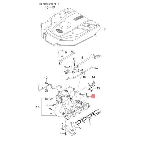 Блок управления, впрыскивание топлива 39110-39455 Mobis - 3911039455 - схема с каталога 1, EURK3E002A 3911039455