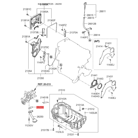 Кільце маслоприймача 26259-22010 Mobis - 2625922010 - схема з каталогу 26259, KKMAPTC05 2625922010