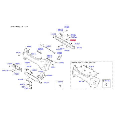 Реле, сигнализация 95420-3E710 Mobis - 954203E710 - схема с каталога 95420F, KHMAPGS15 954203E710