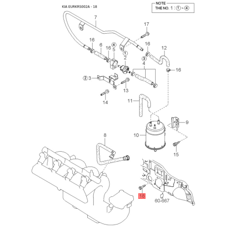 Утримуюча стрічка, паливний бак 0K2KB-42741 Mobis - 0K2KB42741 - схема з каталогу 18, EURKRS002A 0K2KB42741