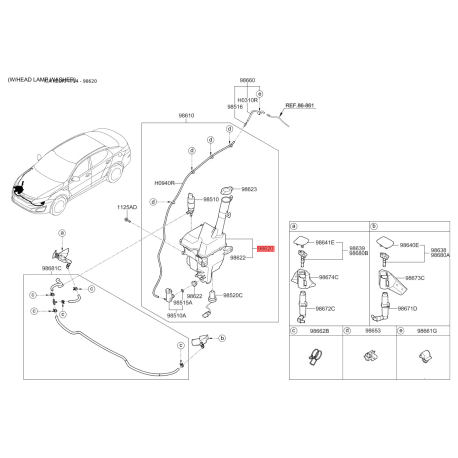 Бачок омивача 98620-2T600 Mobis - 986202T600 - схема з каталогу 98620, KEURPTF14 986202T600