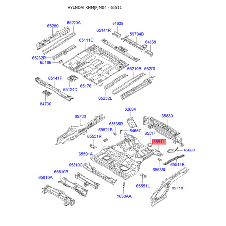 Підлога багажника під запаску 65511-2E010 Mobis - 655112E010 - схема з каталогу 65511, KHMJPJM04 655112E010