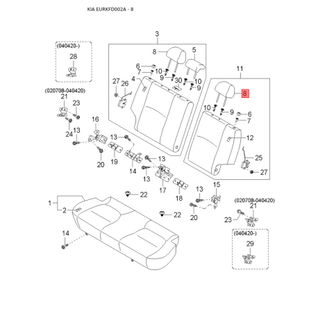 Прокладка труби вихлопного газу 28764-FD000 Mobis - 28764FD000 - схема з каталогу 8, EURKFD002A 28764FD000