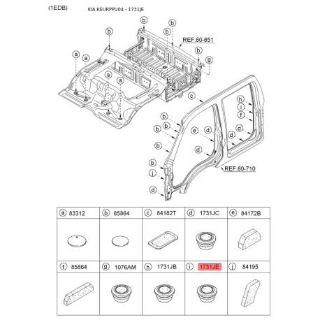 Заглушка кузова и двери K9950-33000J Mobis - K995033000J - схема с каталога 1731JE, KEURPPU04 K995033000J