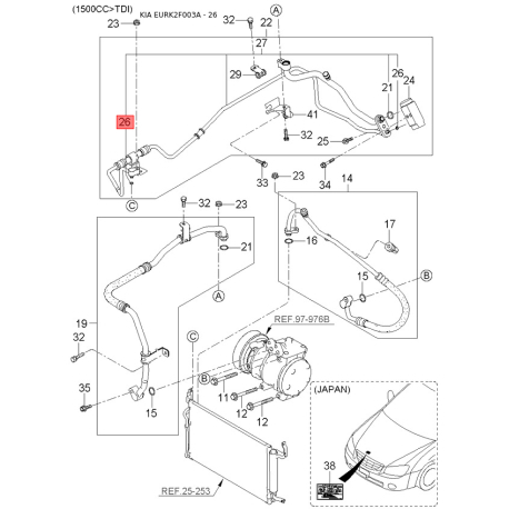 Форсунка 33800-2A110 Mobis - 338002A110 - схема з каталогу 26, EURK2F003A 338002A110