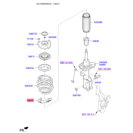 Прокладка передней пружины нижняя 54633-C1000 Mobis - 54633C1000 - схема с каталога 54633, KKMAPA818 54633C1000