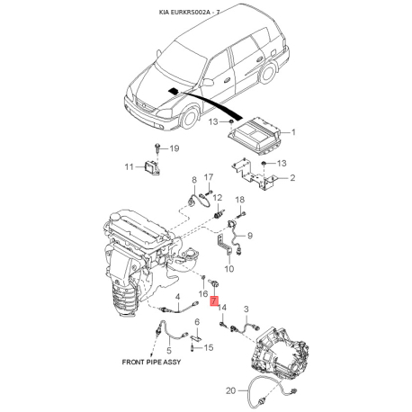 Кріплення повітряного фільтра 0K2FA-13240 Mobis - 0K2FA13240 - схема з каталогу 7, EURKRS002A 0K2FA13240