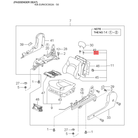 Супорт гальмівний без колодок лівий 58310-38A10 Mobis - 5831038A10 - схема з каталогу 50, EURK3C002A 5831038A10