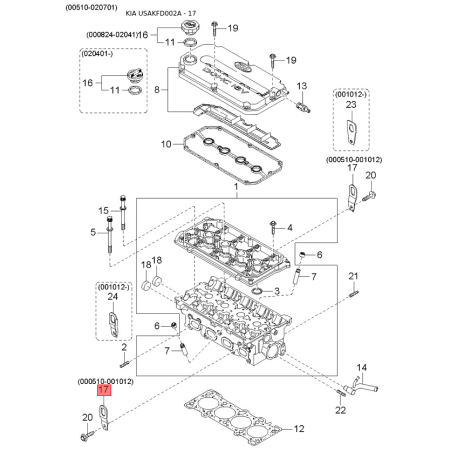 Болт КПП 0K30A-28120A Mobis - 0K30A28120A - схема с каталога 17, USAKFD002A 0K30A28120A