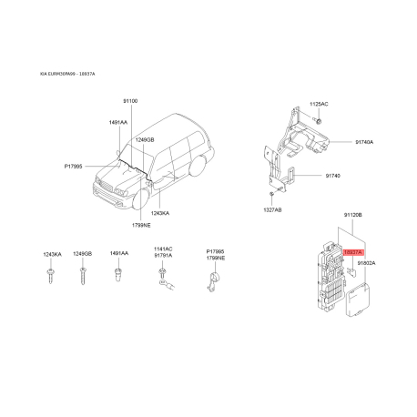 Запобіжники 18937-10232 Mobis - 1893710232 - схема з каталогу 18937A, EURM30PA99 1893710232