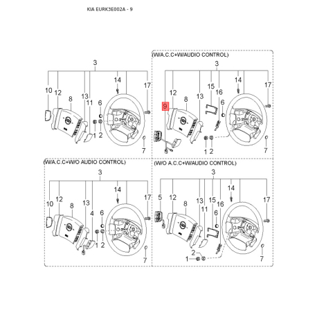 Ключ (заглушка) дверей у брелок 81996-3EB00 Mobis - 819963EB00 - схема з каталогу 9, EURK3E002A 819963EB00