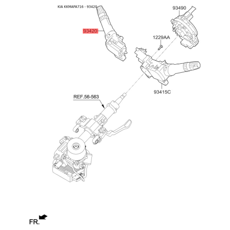 Переключатель стеклоочистителя 93420-1U000 Mobis - 934201U000 - схема с каталога 93420, KKMAPA716 934201U000
