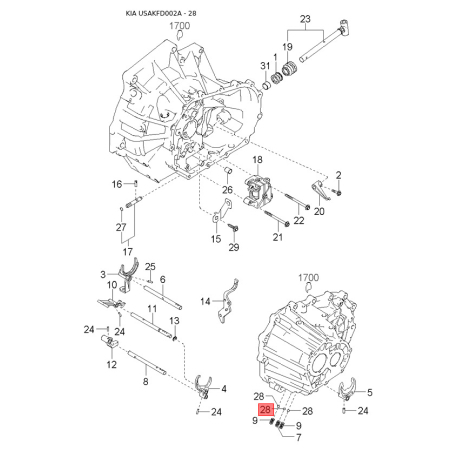 Бачок расширительный 0K30A-15355A Mobis - 0K30A15355A - схема с каталога 28, USAKFD002A 0K30A15355A