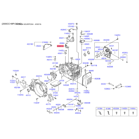 Кронштейн АКПП 45970-39500 Mobis - 4597039500 - схема с каталога 45957A, KEURPFO04 4597039500