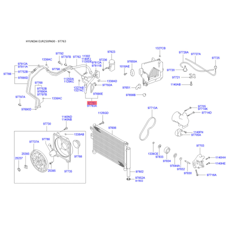 Трубопровід високого/низкого тиску, кондиціонер 97763-25800 Mobis - 9776325800 - схема з каталогу 97763, EUR250PA00 9776325800