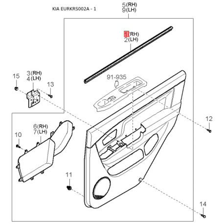 Колодки тормозные комплект 0K2FA-2638Z Mobis - 0K2FA2638Z - схема с каталога 1, EURKRS002A 0K2FA2638Z