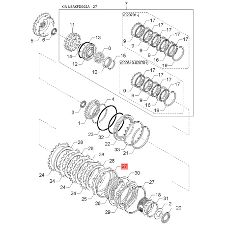 Бачок расширительный 0K30A-15350F Mobis - 0K30A15350F - схема с каталога 27, USAKFD002A 0K30A15350F